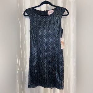 NEW! Beautiful blue lace shimmer mini dress. Junior Sz S
